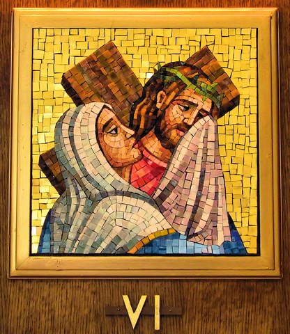Sixth Station of the Cross mosaic - St. Francis Friary Chapel, Loretto PA