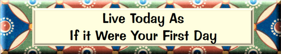 Live Today As If it Were Your First Day