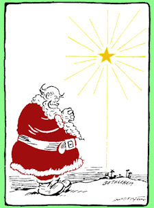 Santa praying over Bethlehem