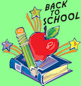 Back to school, books plus apple