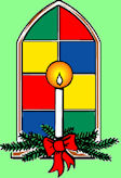 candle in stained glass window