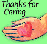 Thanks for caring - heart in a hand