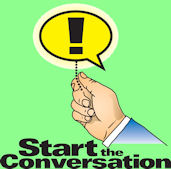 Start the Conversation - holding an idea balloon.