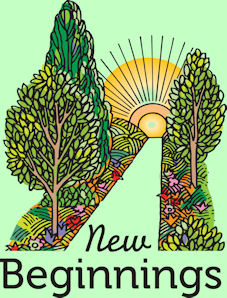 New Beginngs -- path through trees toward the sun