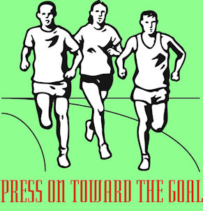 Press on toward the goal - three runners - Phil. 3:1
