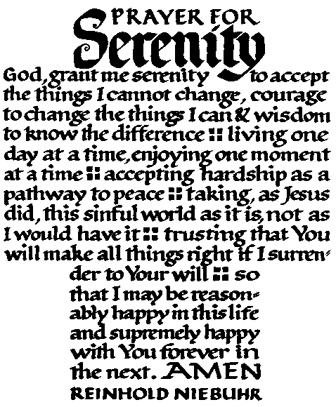 The Serenity Prayer in graphic format