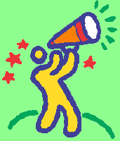 Figure shouting into megaphone