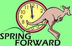 Spring Forward - clock and kangaroo