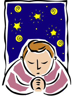 boy at prayer under night stars