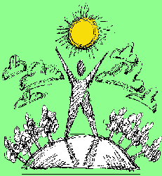 Man lifting up hands to the sun.