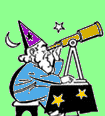 Wizard looking through a telescope